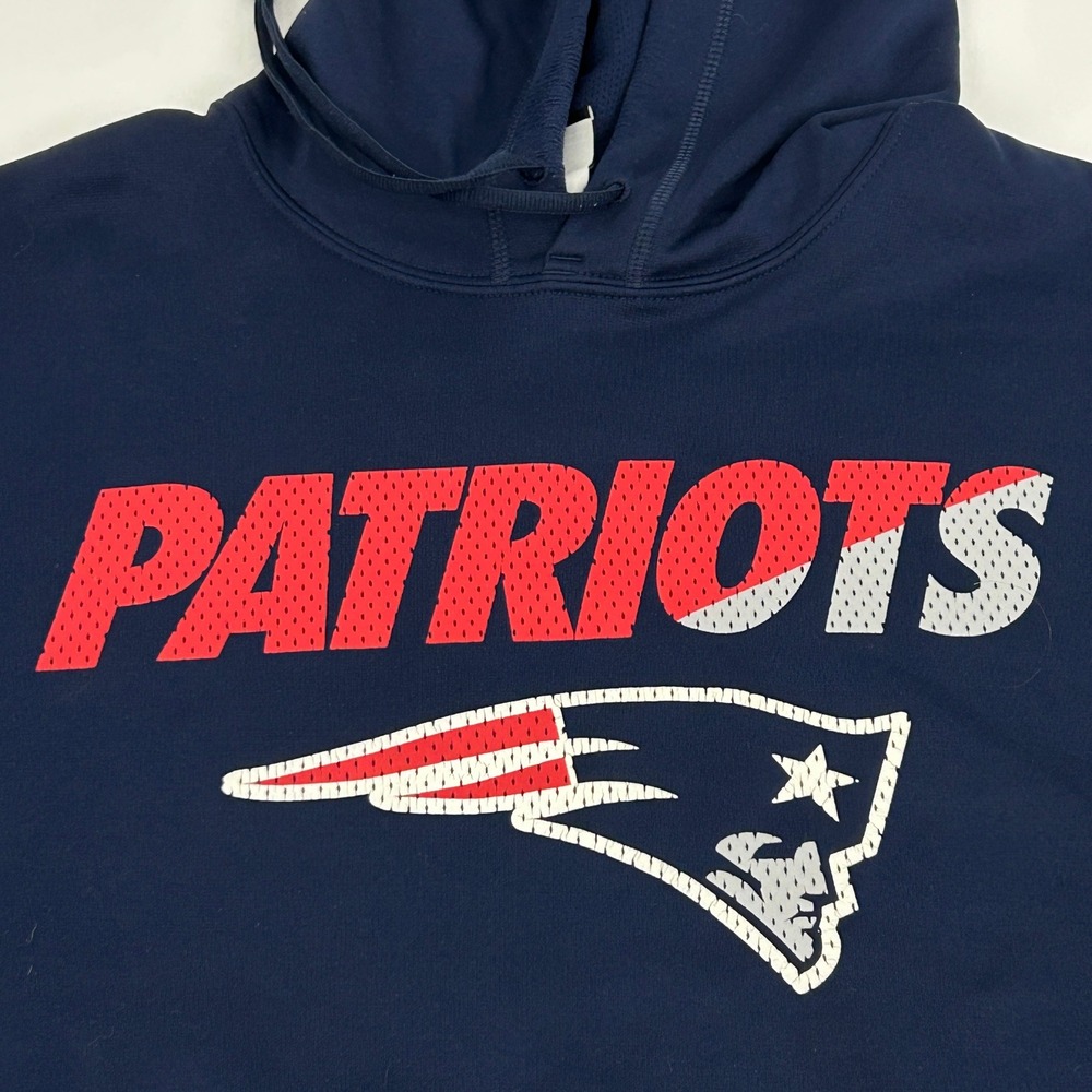 New England Patriots Hoodie Mens Large Blue Nike‎ Therma-FIT Sweatshirt NFL